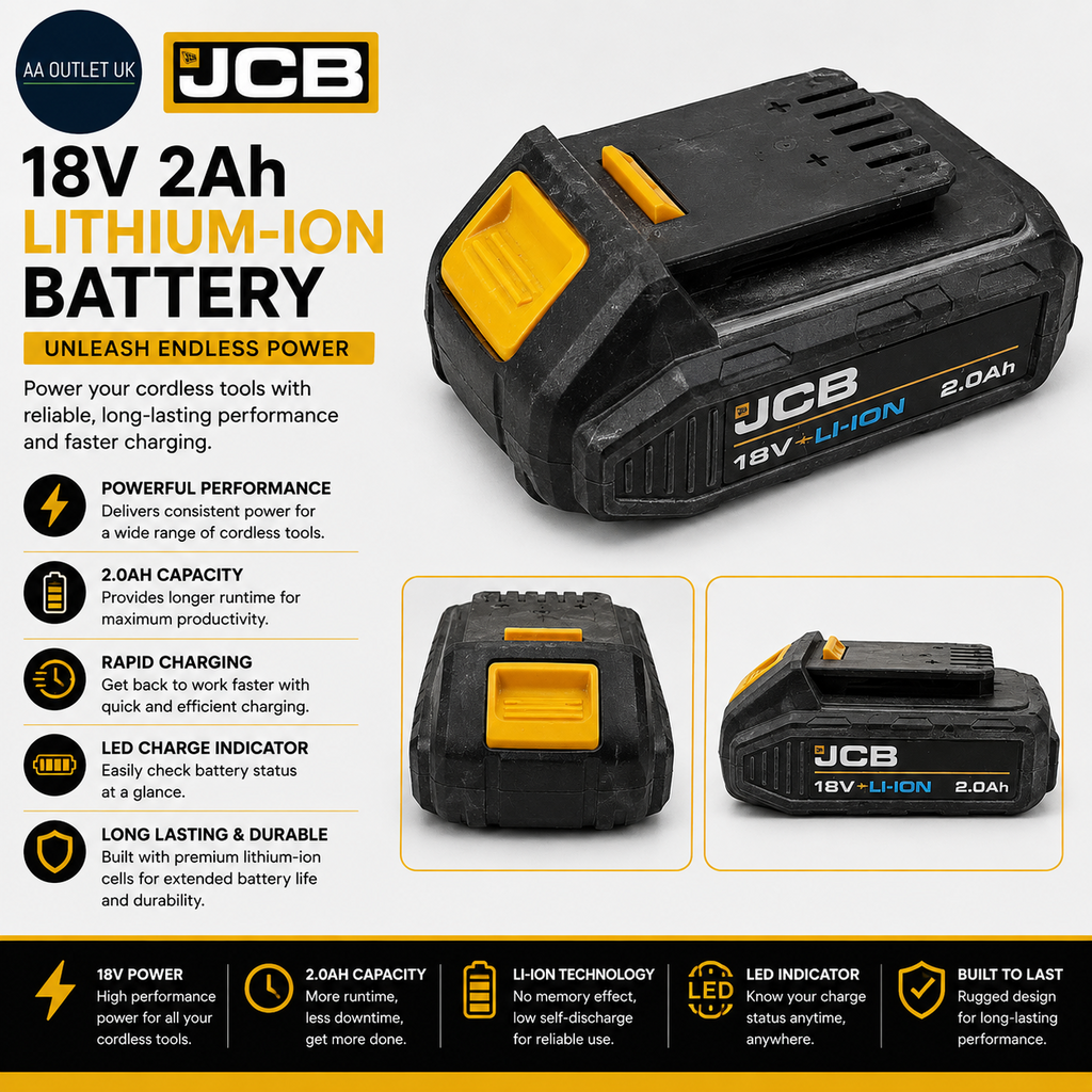 JCB 18V 2Ah Lithium Ion Battery Unleash Endless Power Your Cordless Tools
