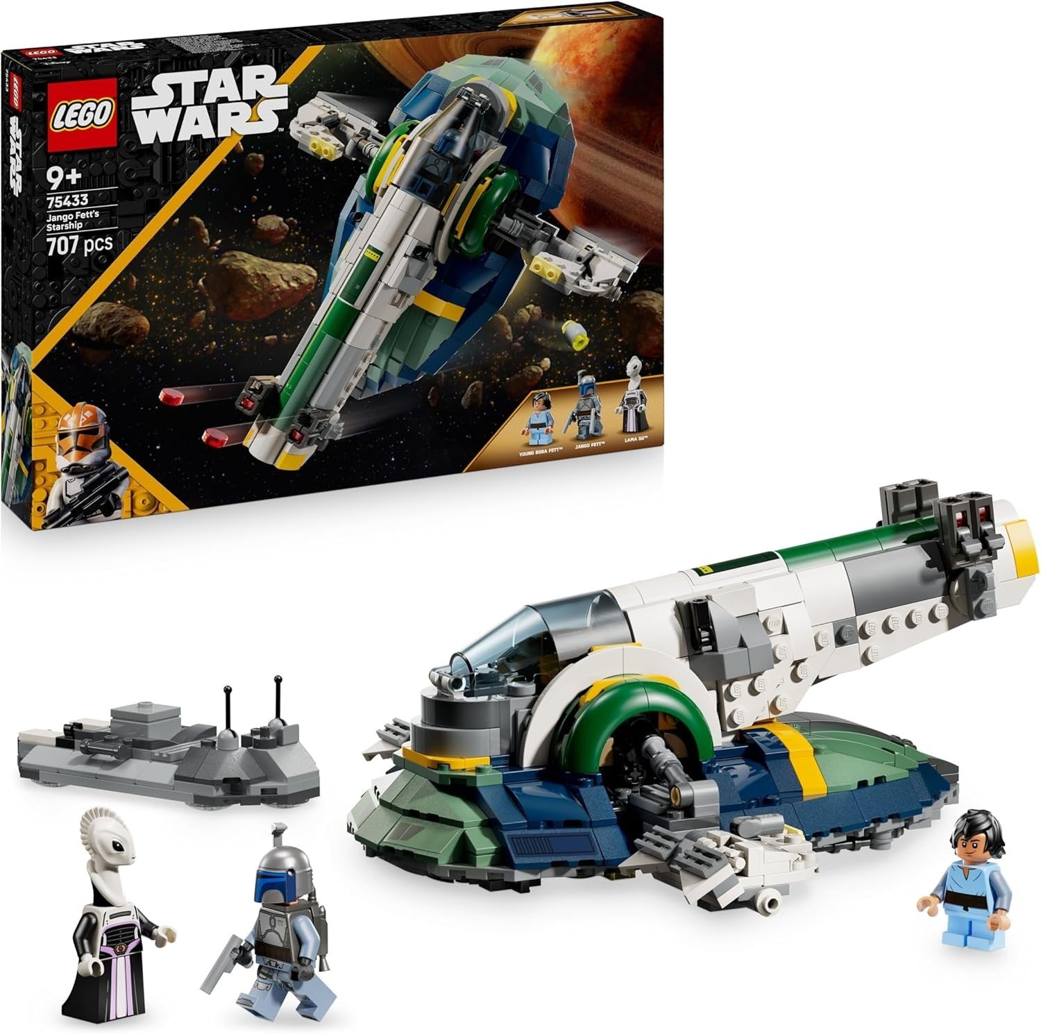 Lego Star Wars 75433 Jango Fetts Starship Play Display Toy Rotating Wings New