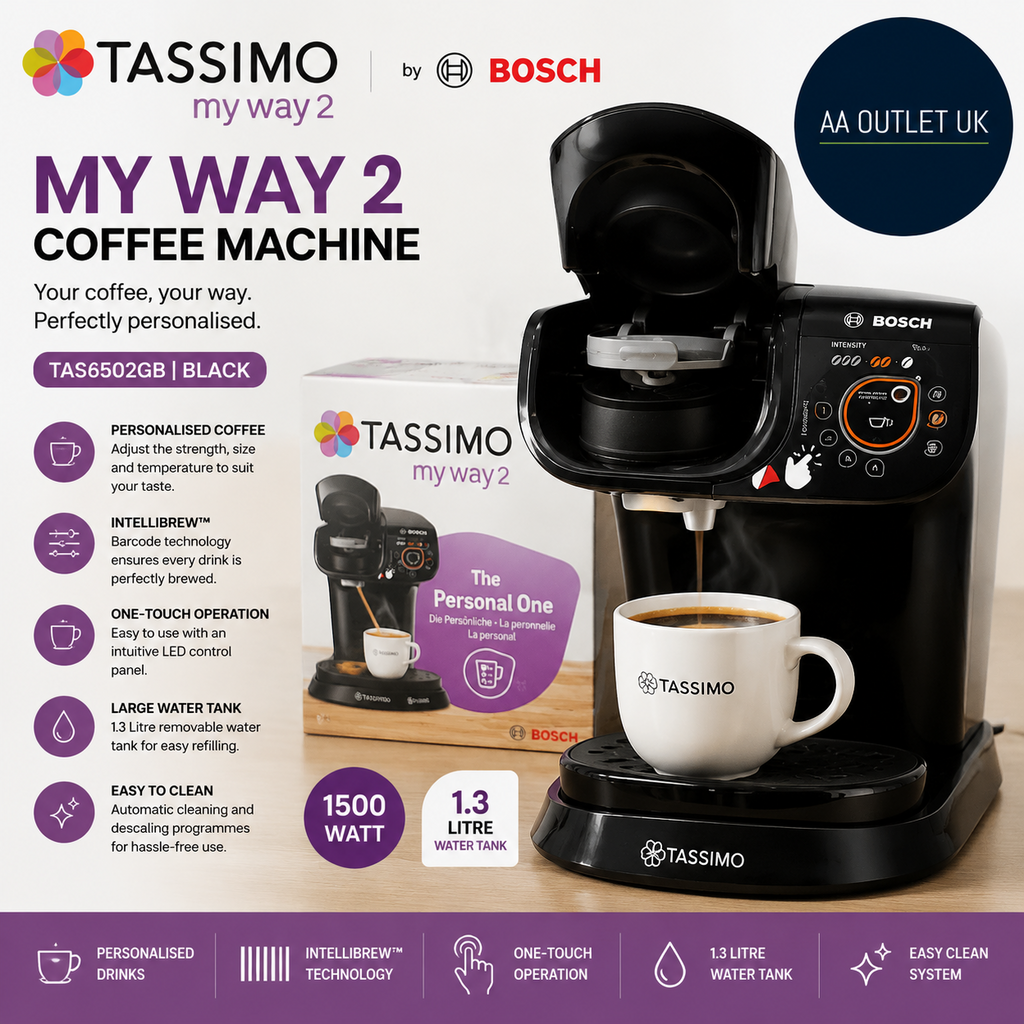 Tassimo by Bosch My Way 2 TAS6502GB Coffee Machine 1500Watt 1.3Litre Black