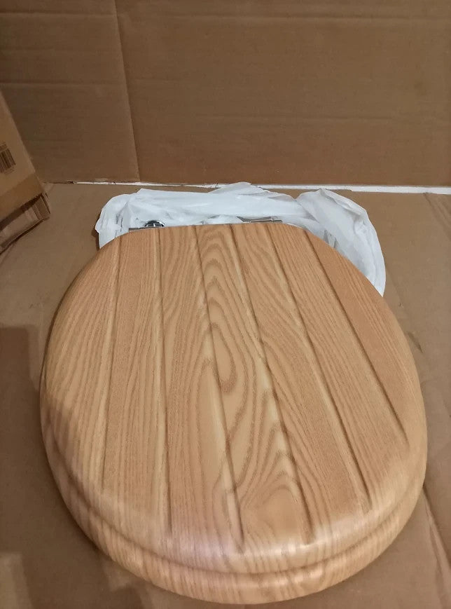 Argos Home Moulded Wood Toilet Seat Natural Slow Close 45.6x37.4x5cm New