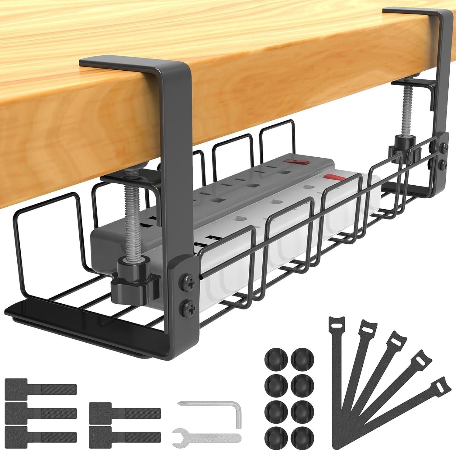 Cable Management Under Desk Tray No Drill Table Cable Basket Power Strips New