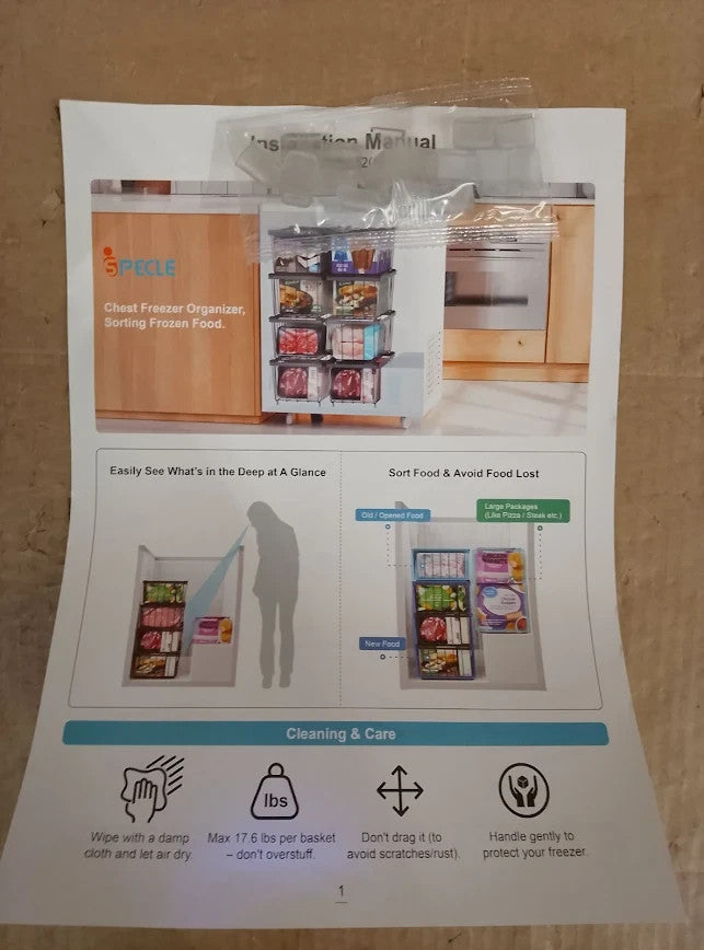iSPECLE Chest Freezer Organiser 4 Pack 198 Litre Deep Freezer Stackable