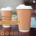 Nationwide Paper Coffee Cups Lids 12oz Disposable Triple Walled Ripple Brown New