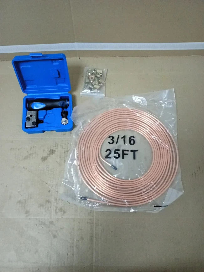 Qwork 3/16in Flaring Tool 3/16x 25ft 7.6m Copper Plated Brake Pipe 16 New