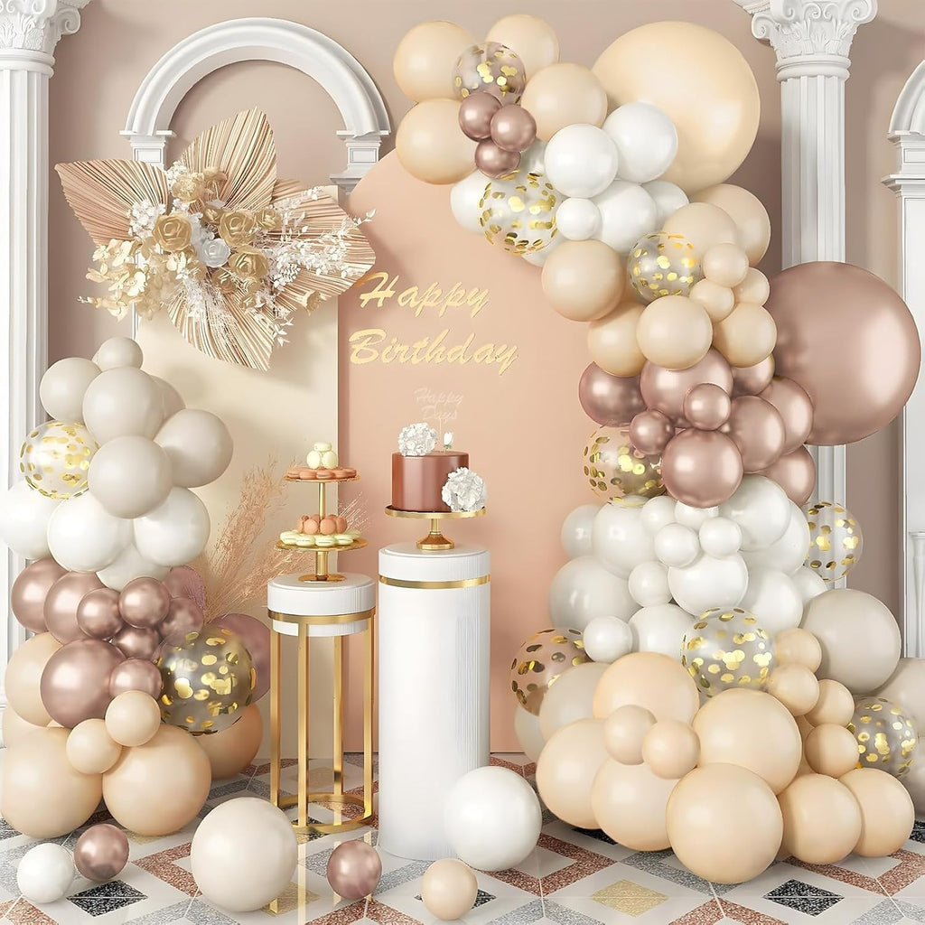Beige Balloon Arch Kit 108pcs Champagne Gold Balloon Garland White Cream New