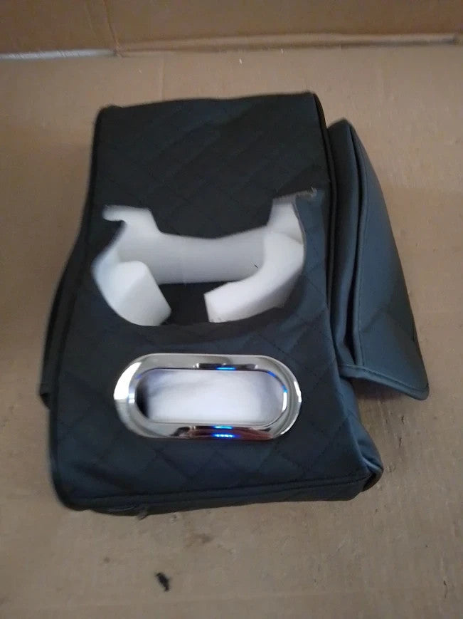Multifunctional Car Armrest Cushion Cup Holder Tissue Box Side Pockets Black