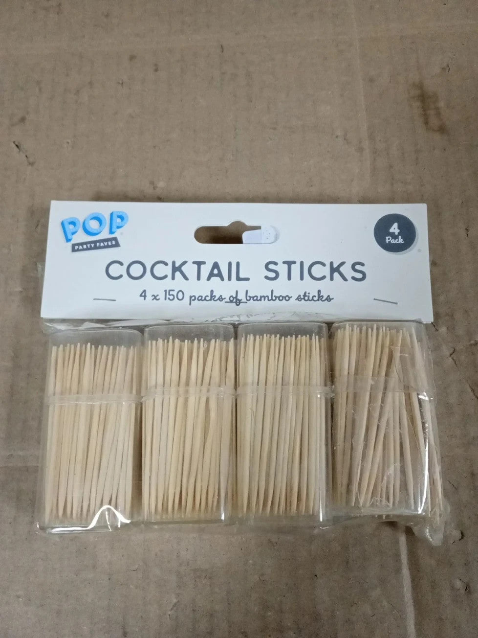 4 Pieces Large 6cm Round Cocktail Sticks Wooden Toothpicks Storage Double Sided
