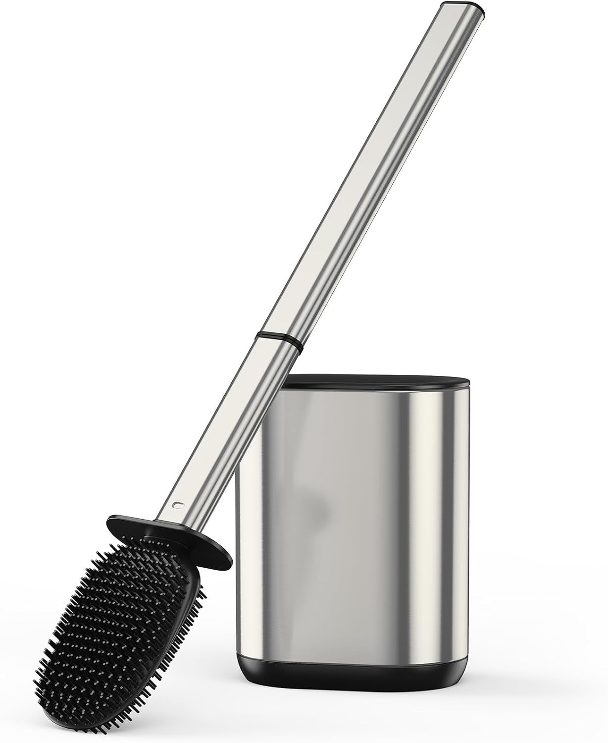 COSICOSY Toilet Brush Silicone Flexible Deep Clean Holder Stainless Steel New