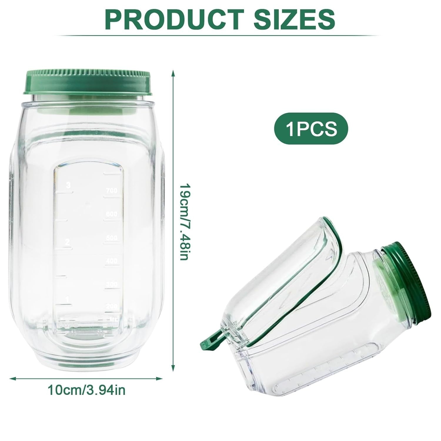 Vluvla Salad Pod Jar Portable Container Leakproof Dressing Cup Vertical 1L