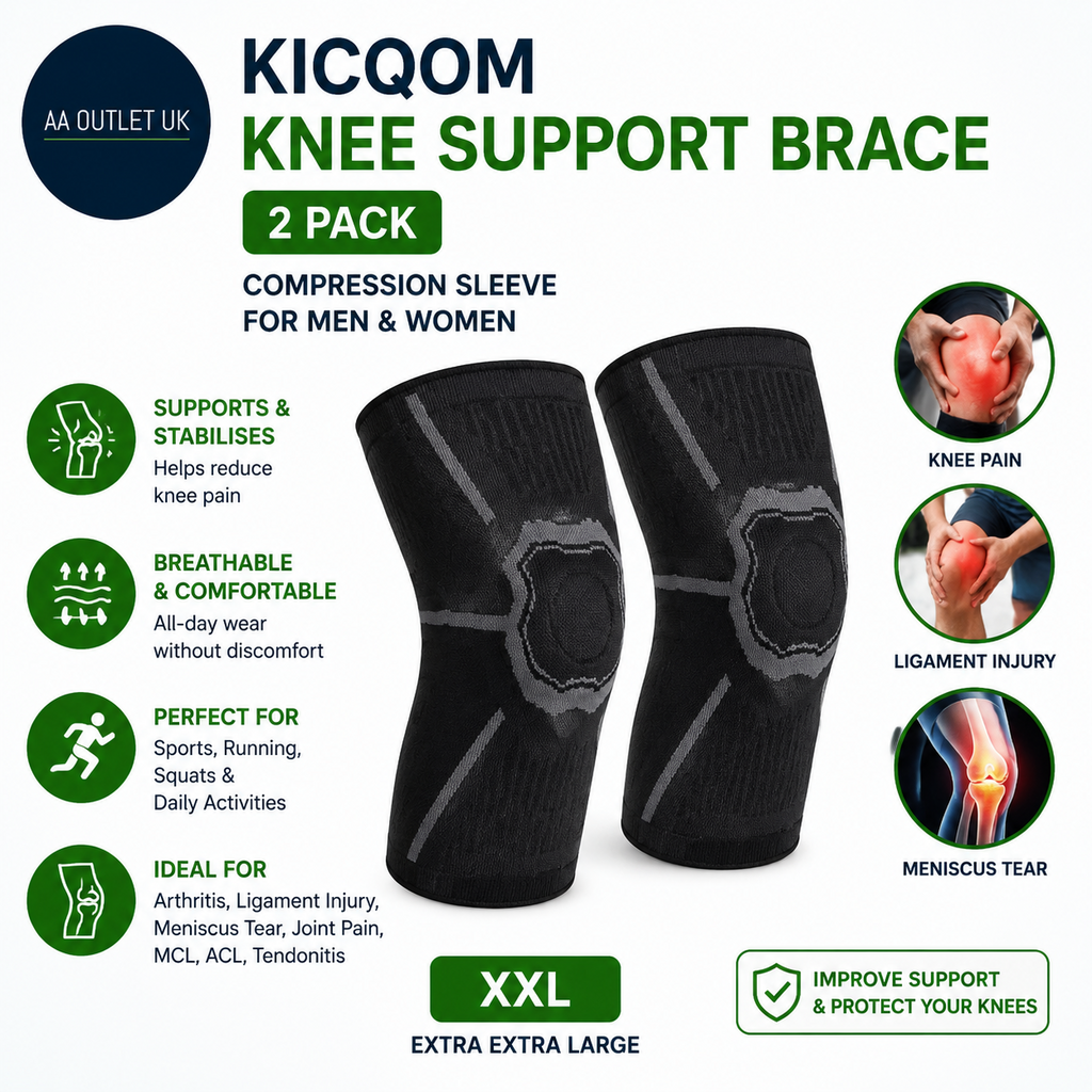 KICQOM Knee Support Brace 2Pack Knee Compression Sleeve Men Women Sports  XXL