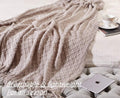 Crevent Farmhouse Knit Throw Blanket Couch Sofa Chair Bed 127x152cm Beige New