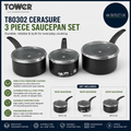 Tower T80302 Cerasure 3 Piece Saucepan Set Non Stick Coating Suitable All Hob