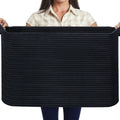 MOLMO Extra Large Woven Storage Basket 85L Laundry Hamper 60x40x35cm Black