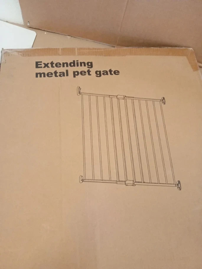 Extendable Metal Pet Gate Screw Fit 2way Double Locking Black New