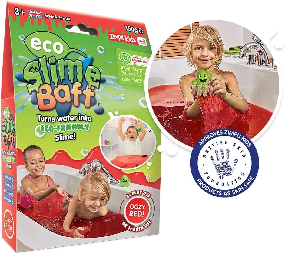 Zimpli Eco Slime Baff Red 1 Bath 4 Play Uses Magically Turns Water Goey 3+ New