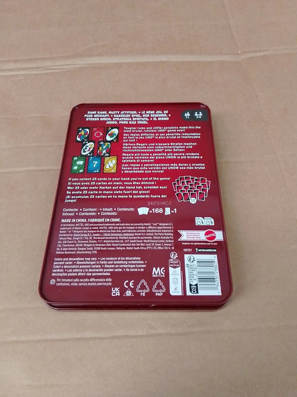 Mattel Games UNO HXT57 Show ‘em No Mercy Card Storage Ages 7+ 2-6 Players New
