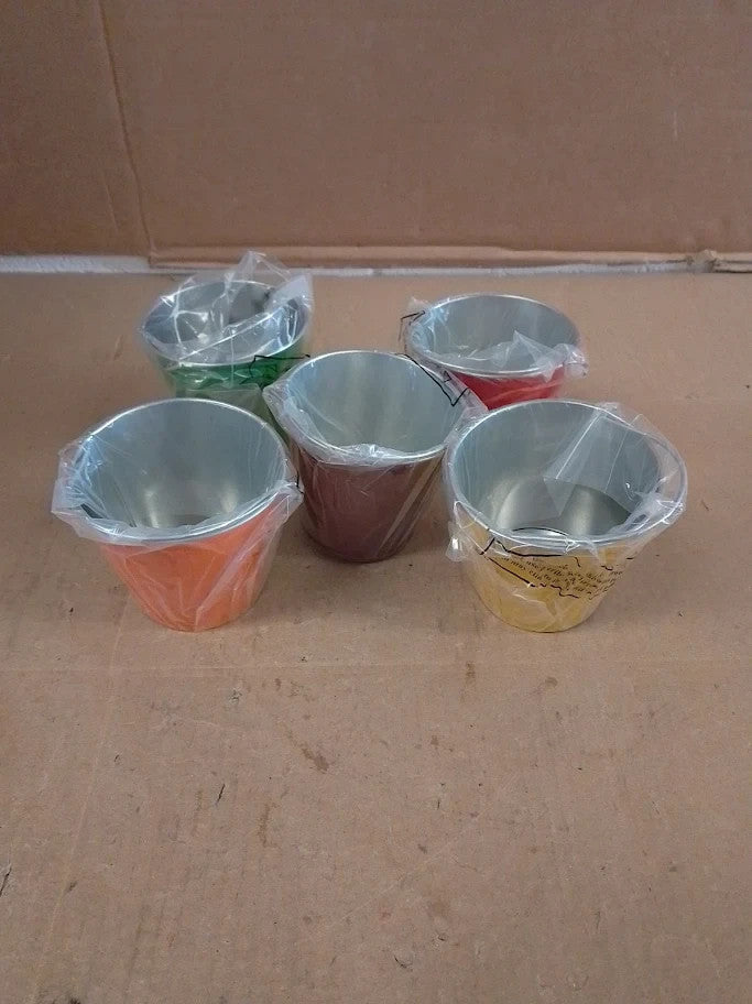 Baker Ross FE607 Mini Autumn Tin Buckets Pack Of 5 Ideal For Children Paint New