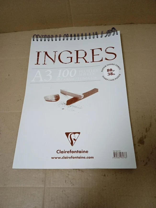 Clairefontaine Ref 96478C Ingres Study Top Wirebound Pad 100 Sheets A3 297x420mm