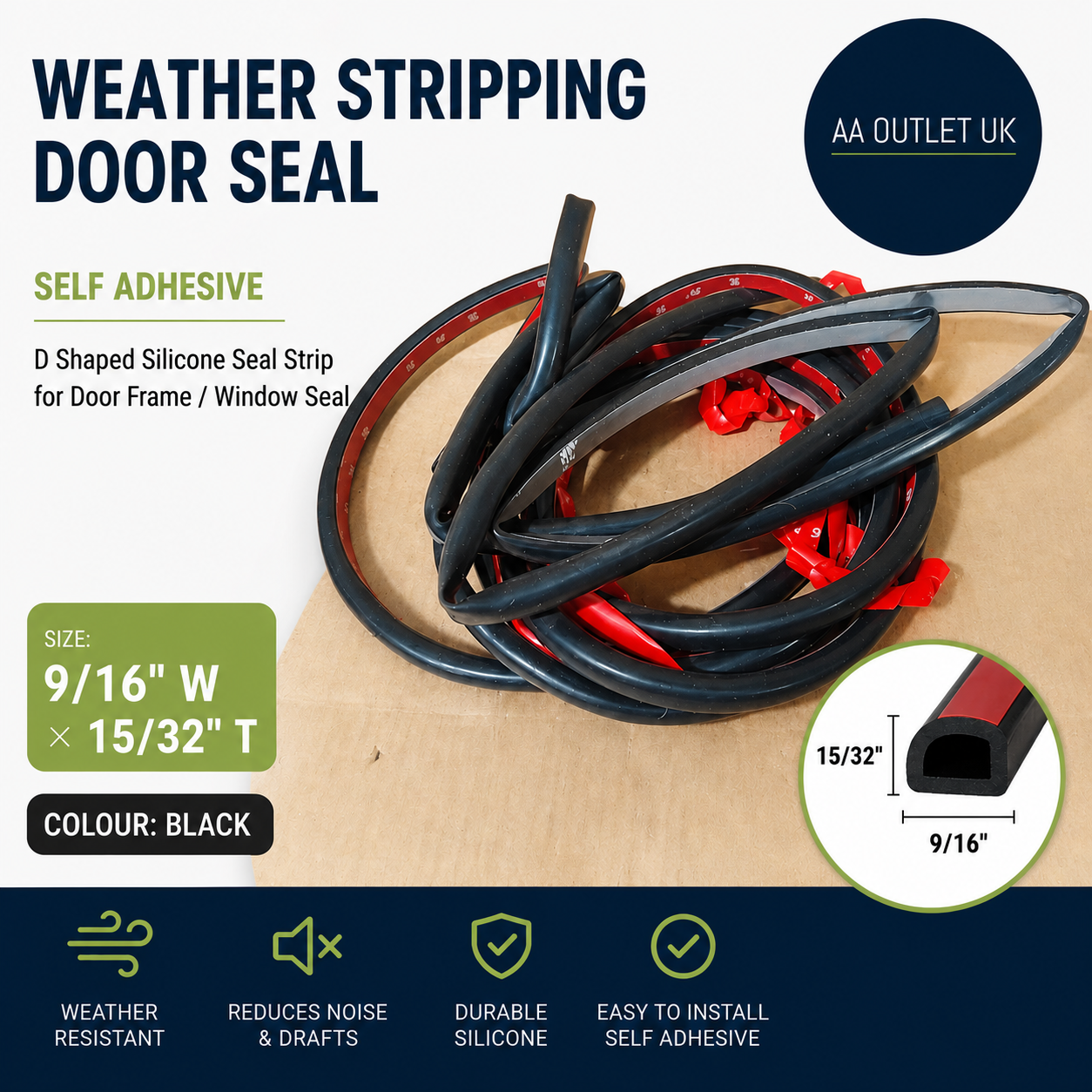 Weather Stripping Door Seal Self Adhesive Weather Strip Silicone D Shaped