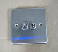 Knightsbridge FP2TOGBC 10A 2 Gang 2 Way Toggle Switch Brushed Chrome Flat Plate