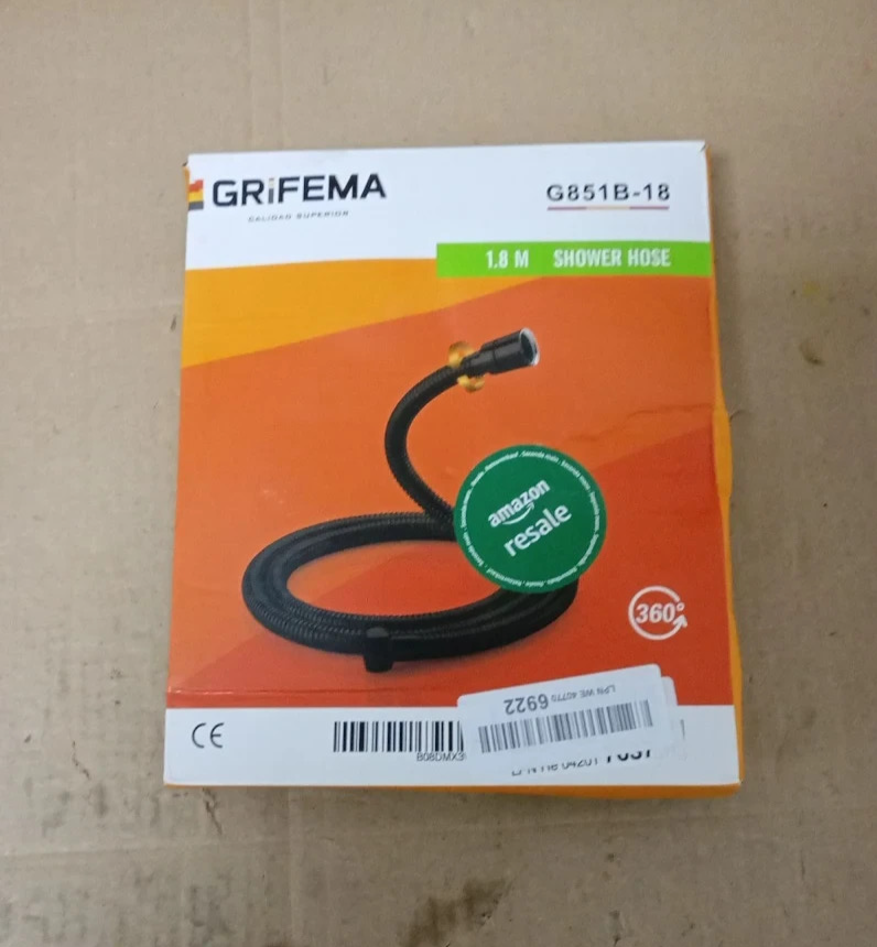 GRIFEMA 1.8m Black Shower Hose Flexible Anti Kink Stainless Steel Bathroom Black