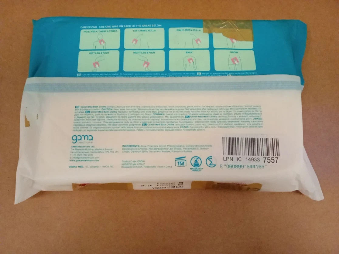 Clinell Skin Body Care Wipes 1 Pack 60 Easy To Use Containing Aloe Vera New
