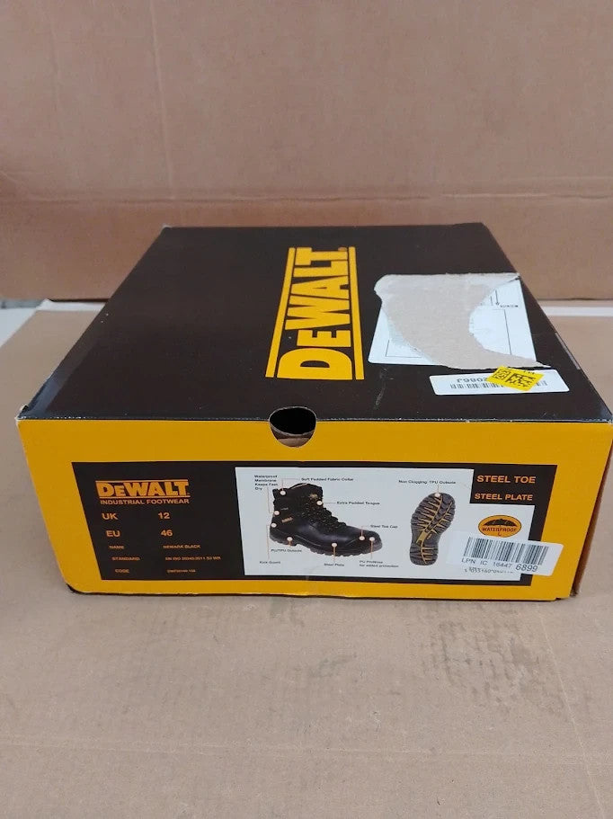 Dewalt Newark Waterproof Safety Boots Footwear Black Size UK 12 EU 46 New