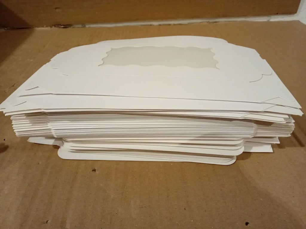 XMSHYODSM Brownie Box 60pc Cookie Boxes 18x11x4cm White Bakery Pastry