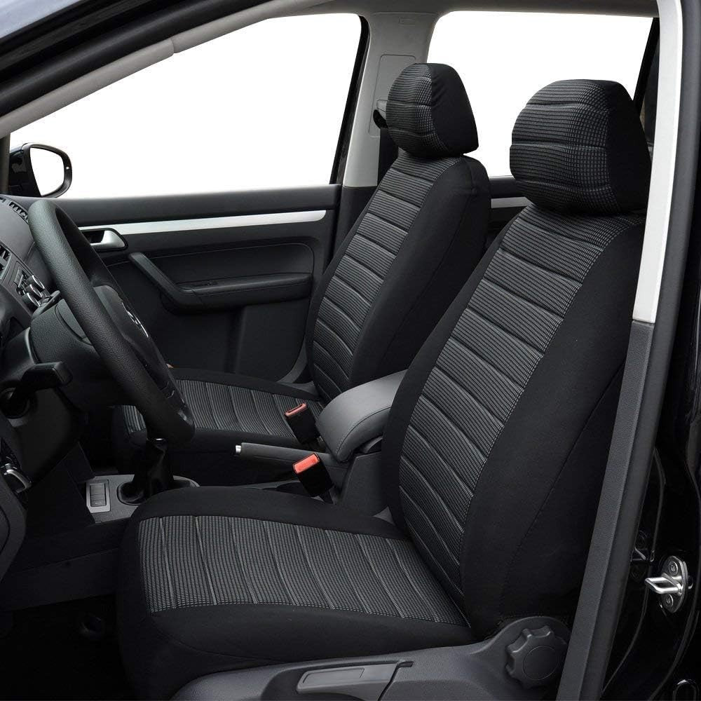 Toyoun Front Pair Car Seat Covers Universal Fit Gray Jacquard Cloth New