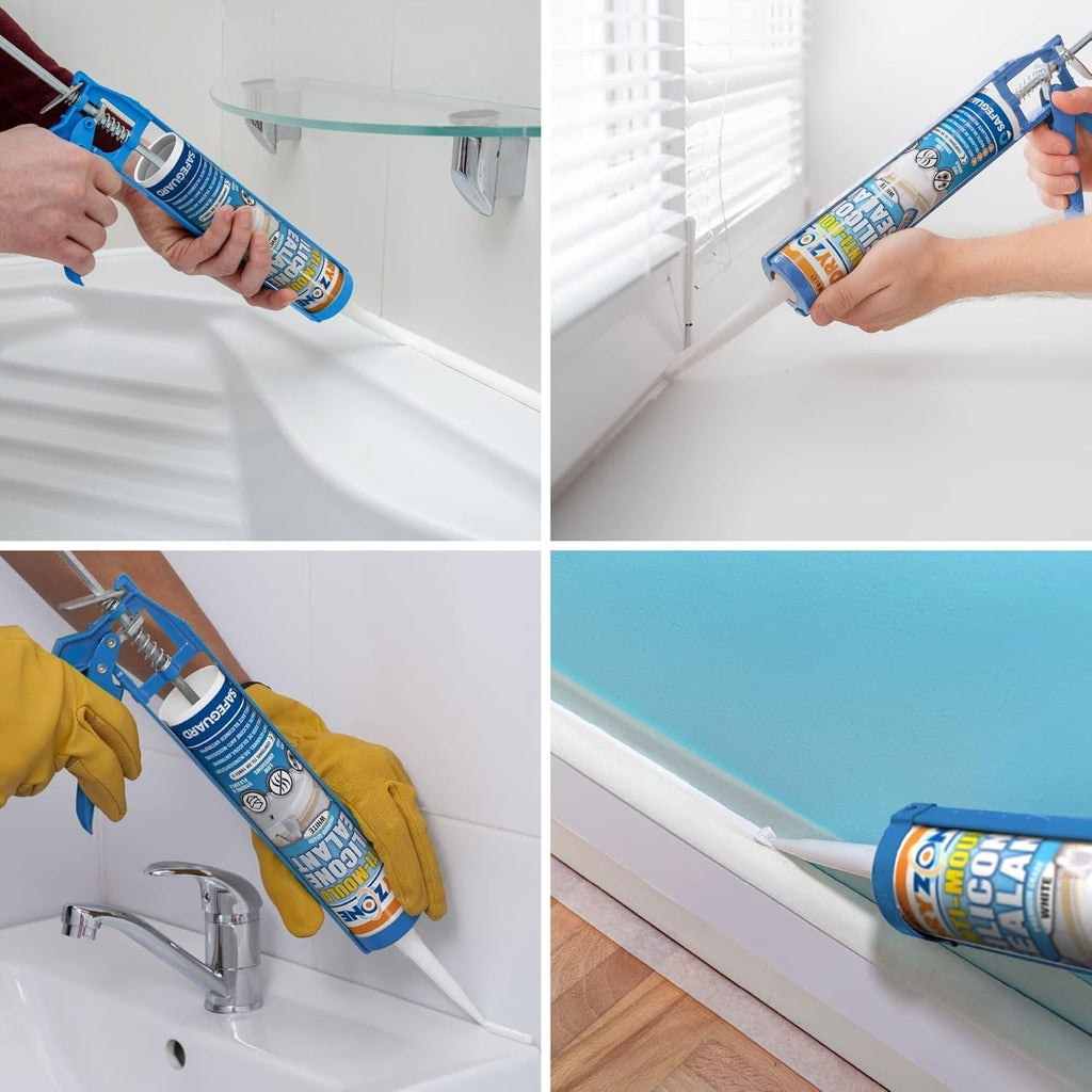 Dryzone Silicone Sealant White Anti Mould Waterproof Premium Sanitary Grade New