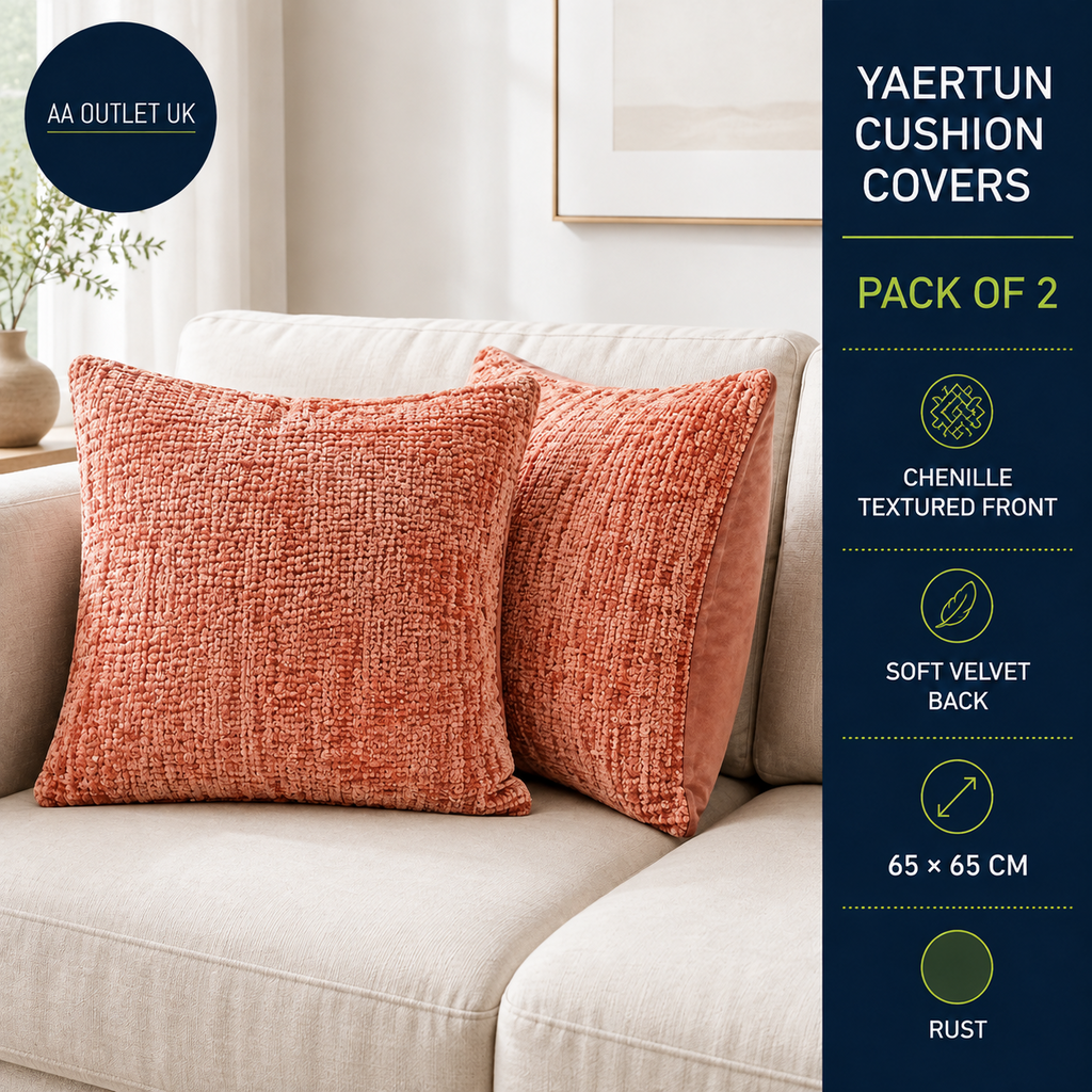 Yaertun Pack of 2 Chenille Textured Decorative Cushion Covers Accent Solid Throw