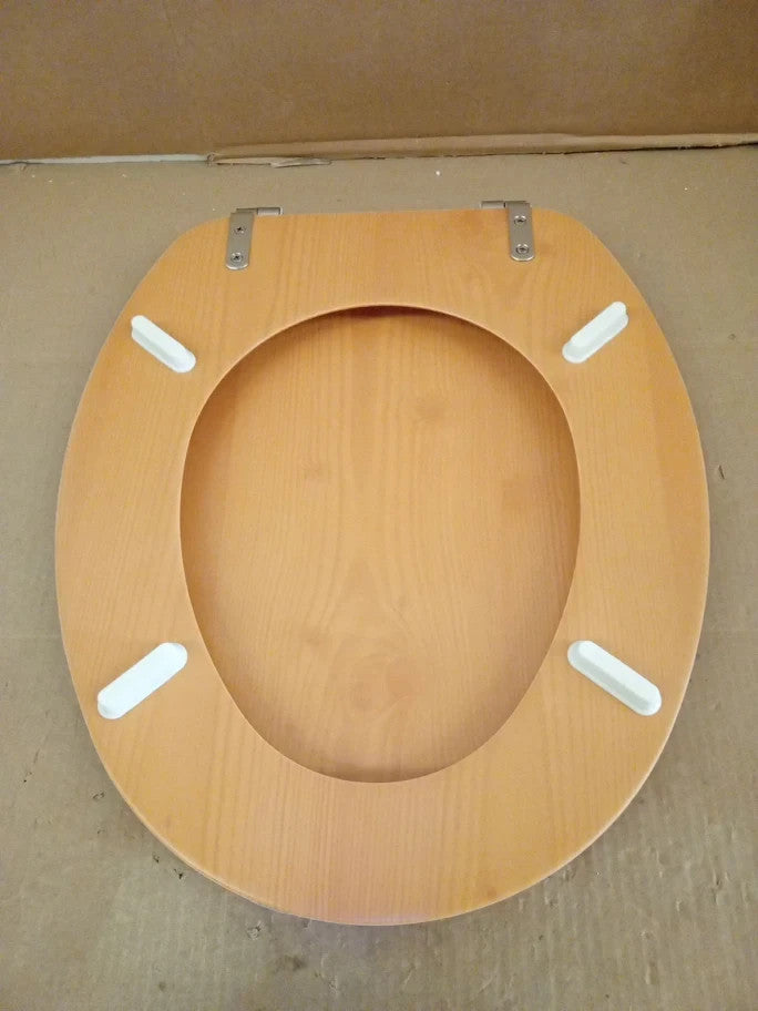 Argos Home Pine Effect Toilet Seat Adjustable Hinges 45.4x36.9x5.2cm Natural New