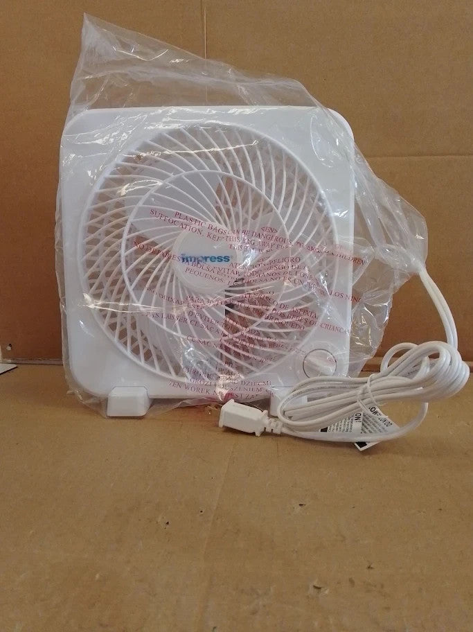 Impress IM 719BX Box Table Fan 9in 3 Speed Portable Home Office White New