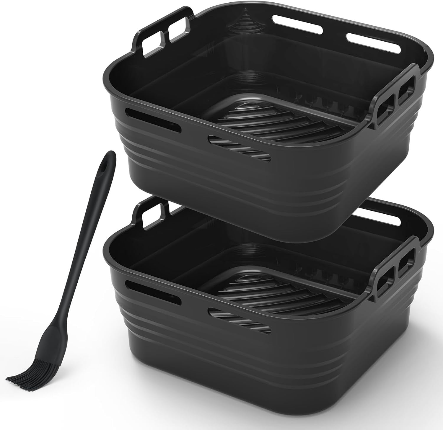 Alyvisun Silicone Air Fryer Liner Oil Brush 2pcs Foldable Baking Trays New