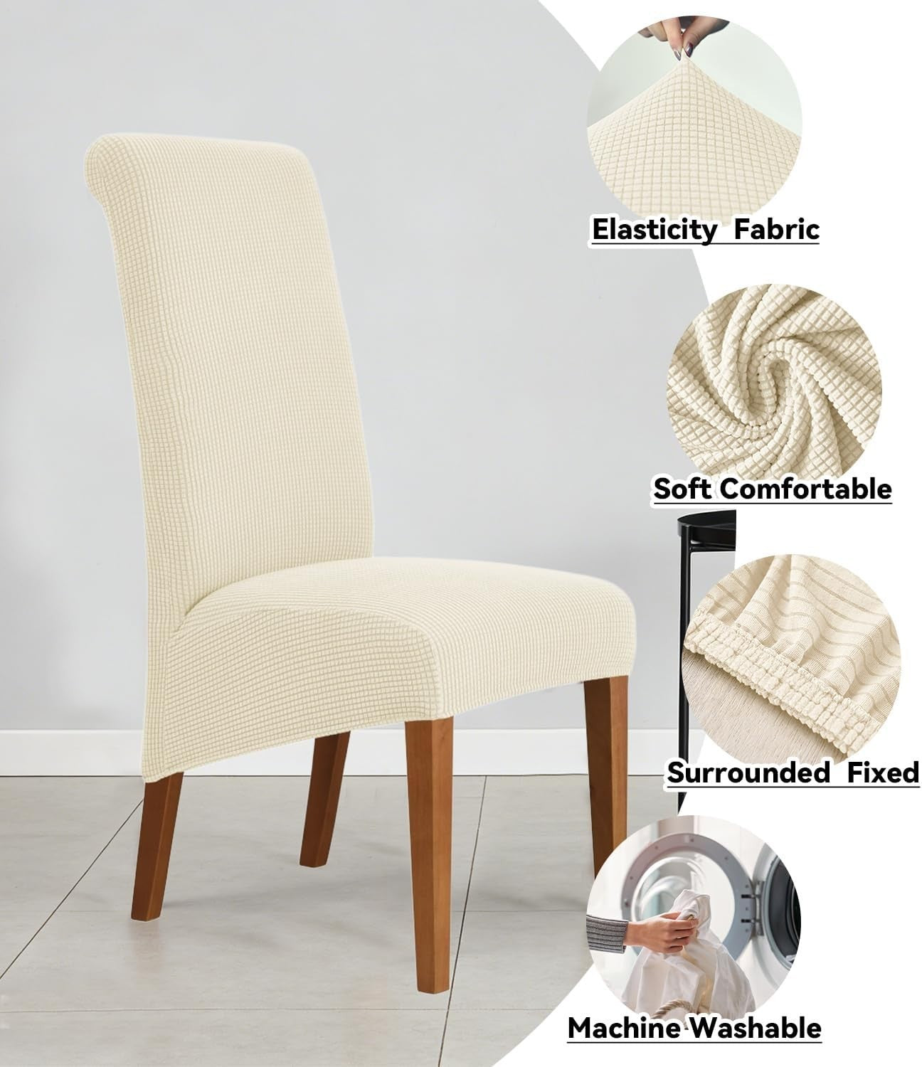 Odot Beige Chair Covers Dining Chair Covers Set Of 2 Stretch Corn Velvet New