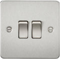 Knightsbridge FP3000BC Flat Plate 10A 2G 2 Way Switch Brushed Chrome New