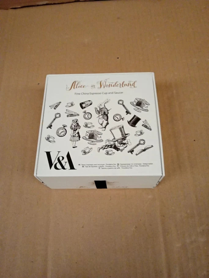V&A Alice In Wonderland Espresso Cup And Saucer 100ml 4oz White