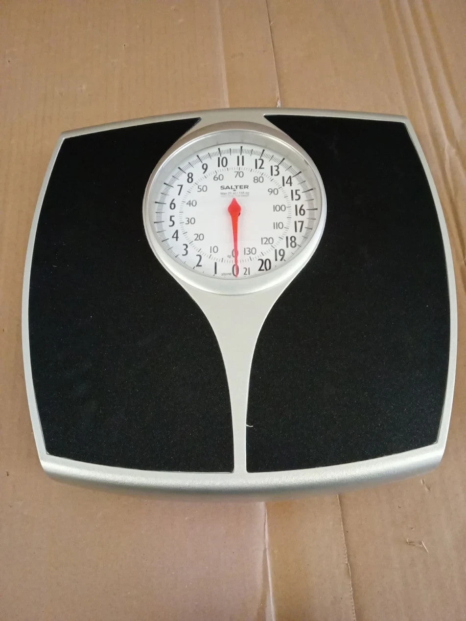 Salter Mechanical Bathroom Clear View Scale Red Dial Black 5.5x30x30cm