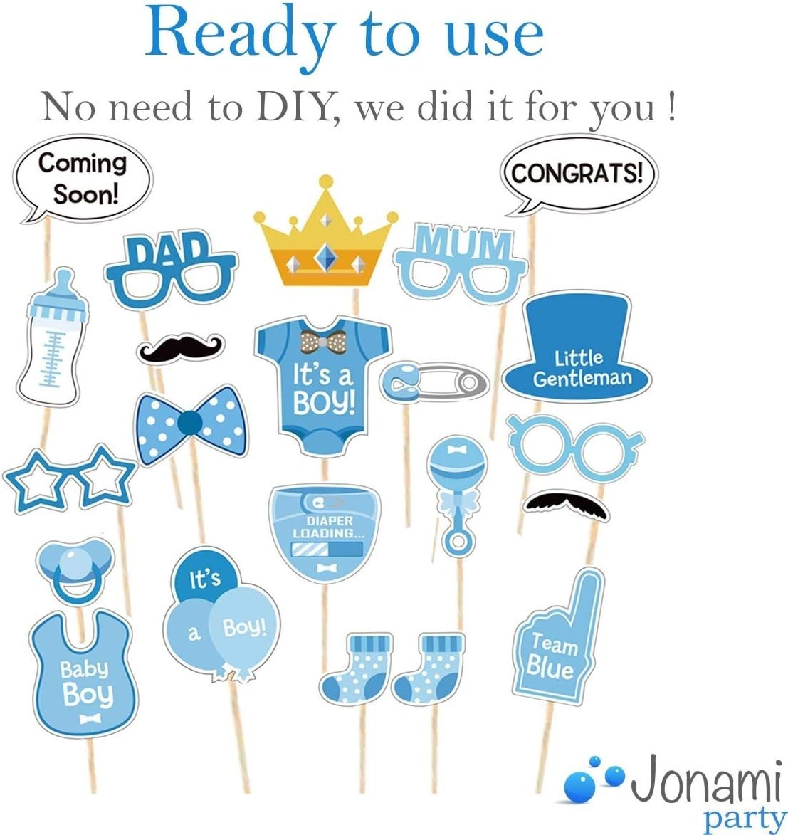 Baby Shower Blue Bottle Photo Booth Props Newborn Boy Party Decoration New