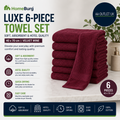Luxury Set 6 Towels Soft Cotton Absorbent Quick Drying Easy Care 40×70cm
