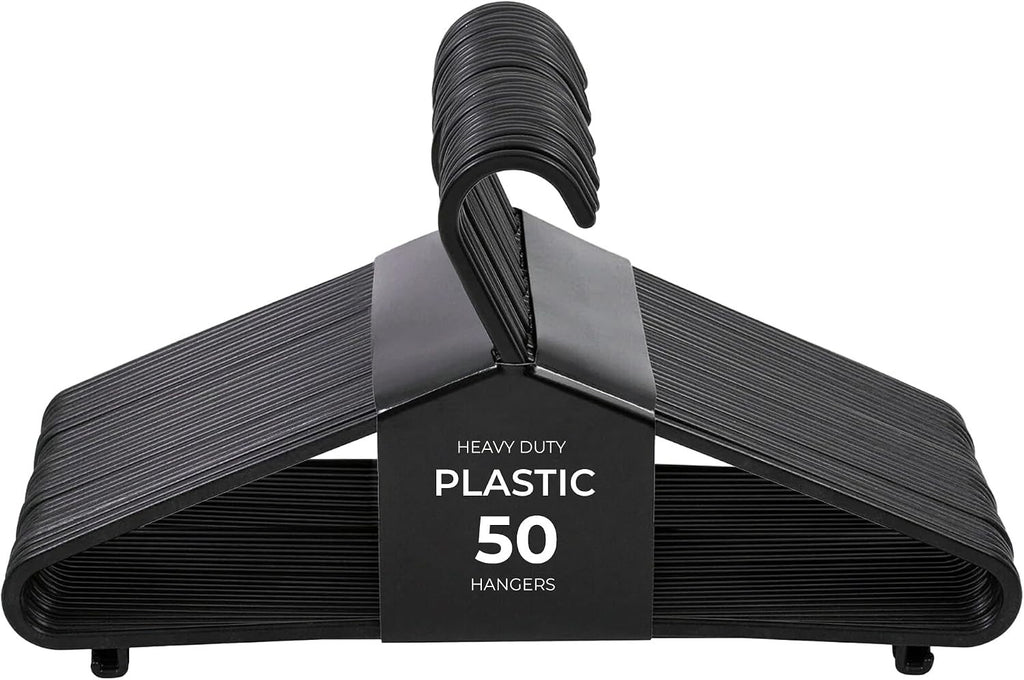 Roe Tenpo Coat Hangers 50 Pack Black Adult Plastic Durable & Lightweight New