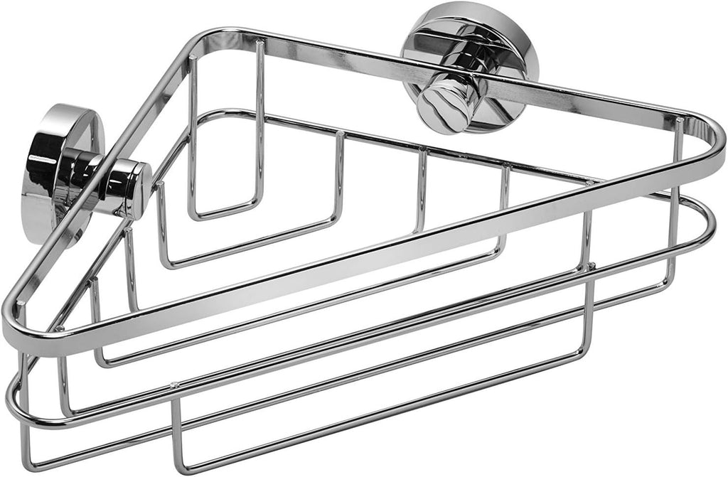 Croydex Brockham Flexi Fix Corner Caddy Chrome Shower Shelf 12.5x26x14cm New