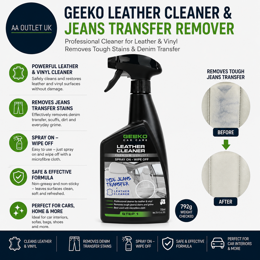 Gecko Leather Cleaner Jeans Transfer Remover Spray On Wipe Off 750ml Black