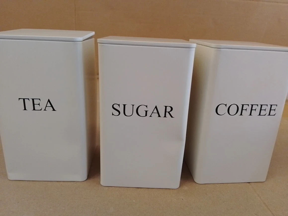ASelected Tea Coffee Sugar Canisters 3 Piece Metal Food Storage Jars 10x10x10mm