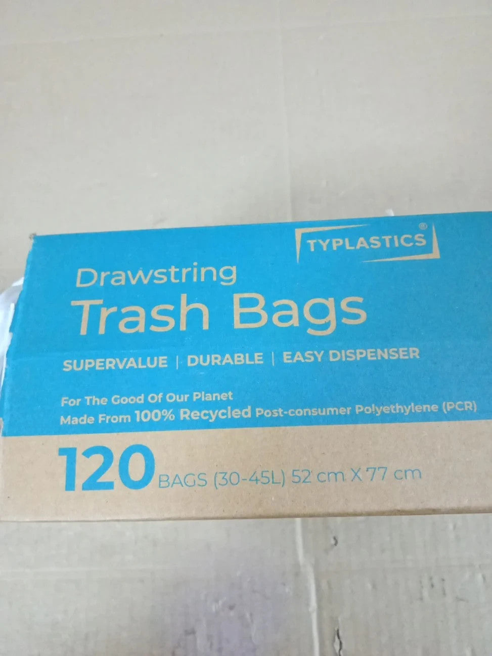 TYPLASTICS Bin Liners 30-45L Waste Bags Durable Drawstring Tie Handle White New