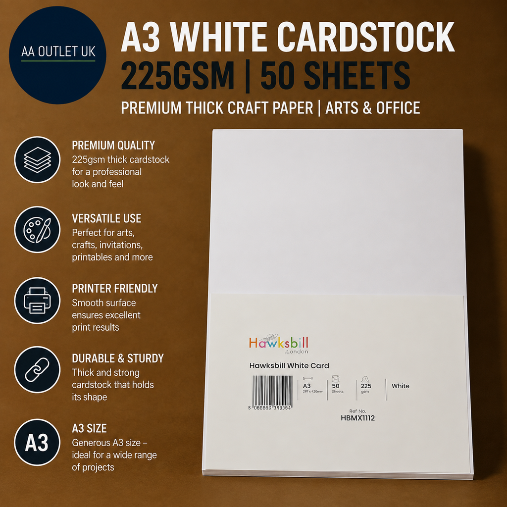 A3 White Cardstock 225gsm 50 Sheets Premium Thick Craft Paper Arts Office Design