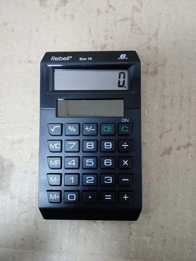 Rebell Eco 10 Calculator 8 Digits Schwarz LCD Solar Powered New
