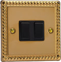 Varilight Double Rocker Light Switch 2Way Classic Georgian Brass Black New