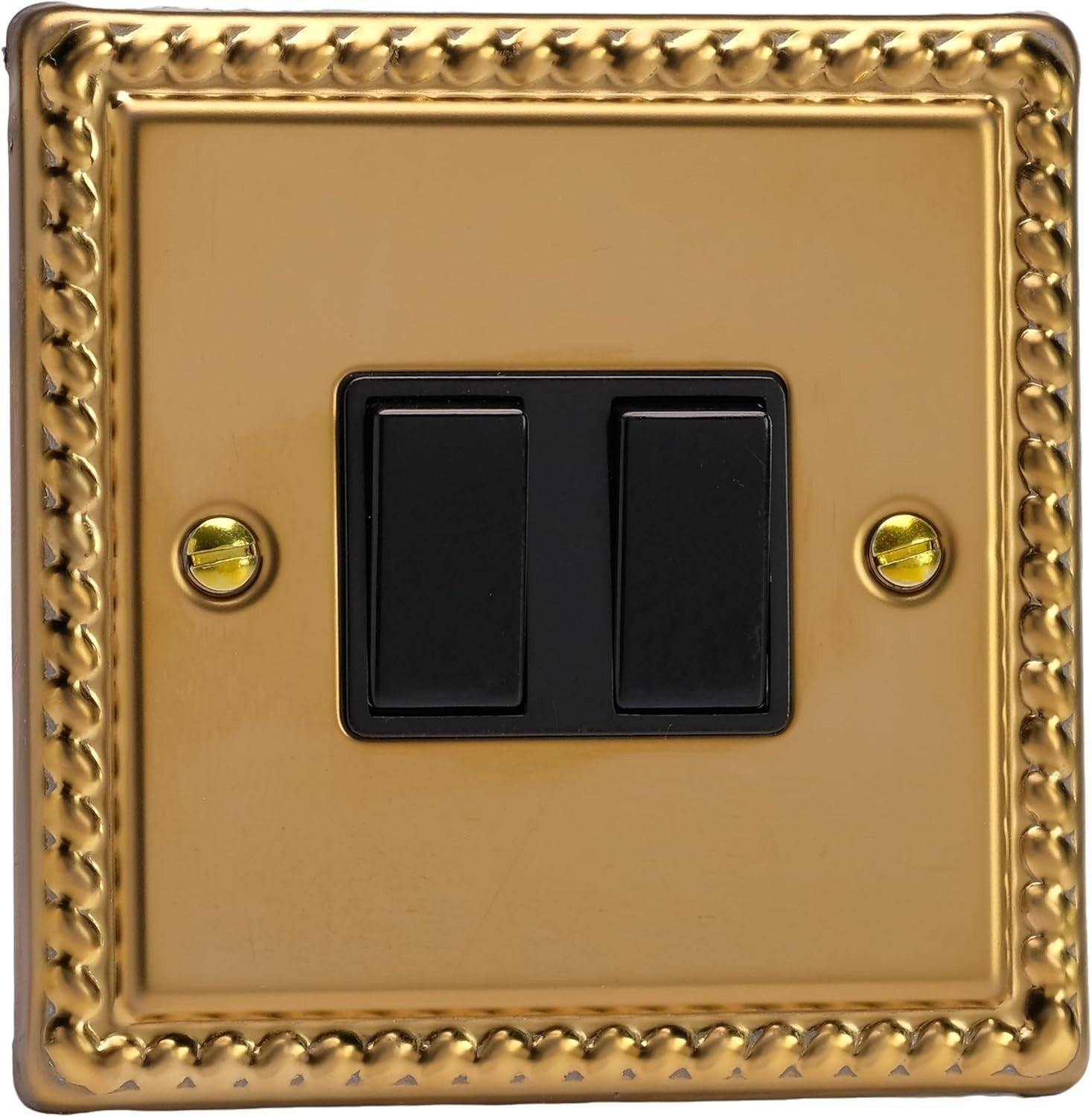 Varilight Double Rocker Light Switch 2Way Classic Georgian Brass Black New