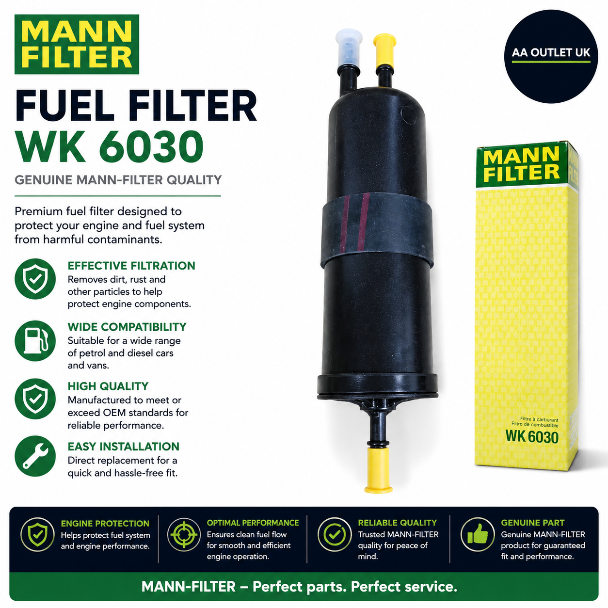MANN-FILTER WK 6030 Fuel Filter Car Van Diesel Petrol Engine Replacement Genuine